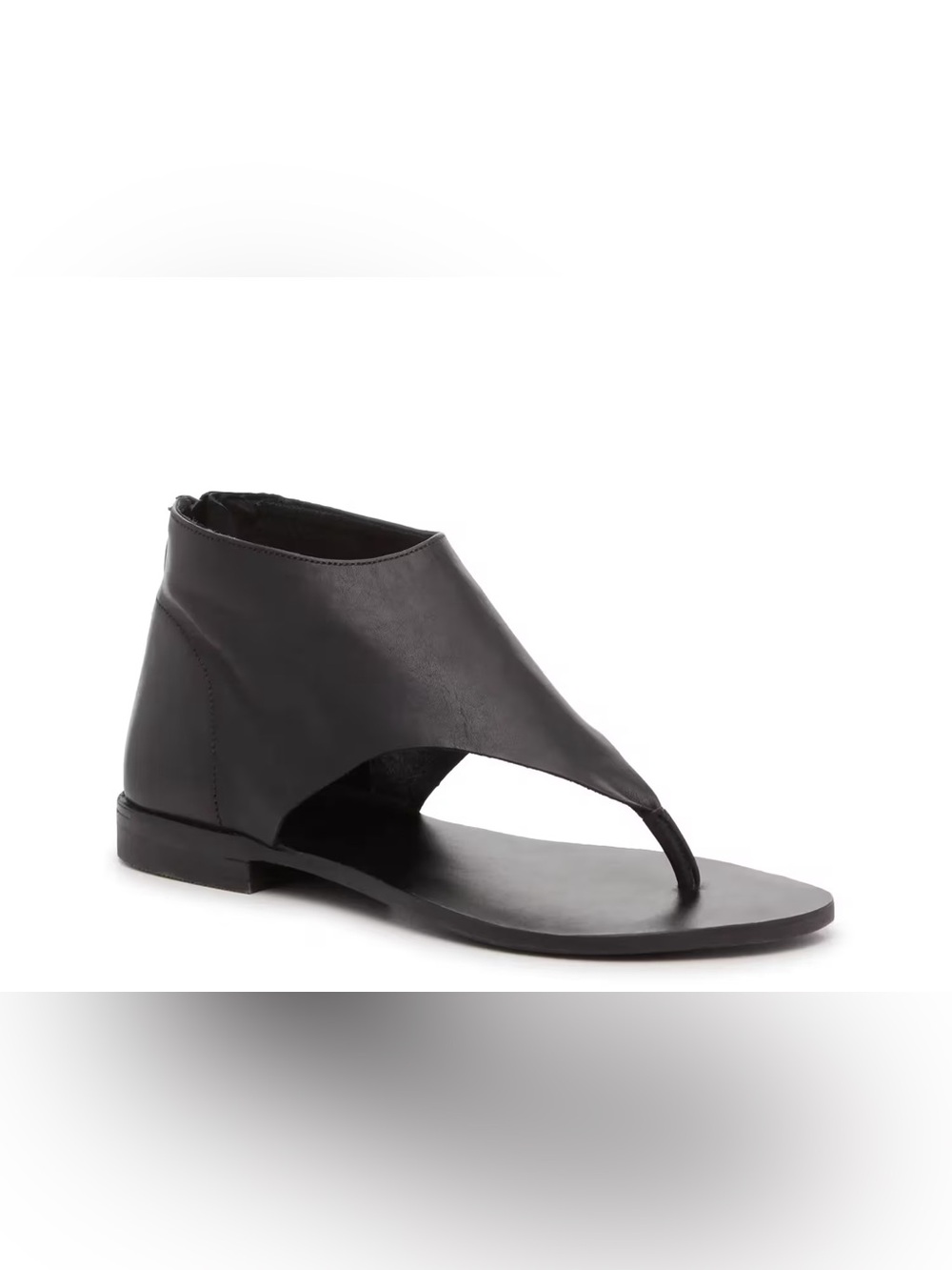 Free People Uma Black Leather High-Ankle Thong Sandal